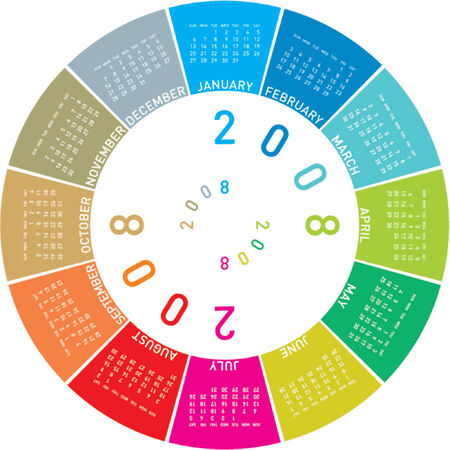 Colorful Calendar for 2008. Rotating design.のイラスト素材