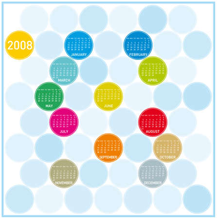 Colorful Calendar for 2008, with a circles design. のイラスト素材