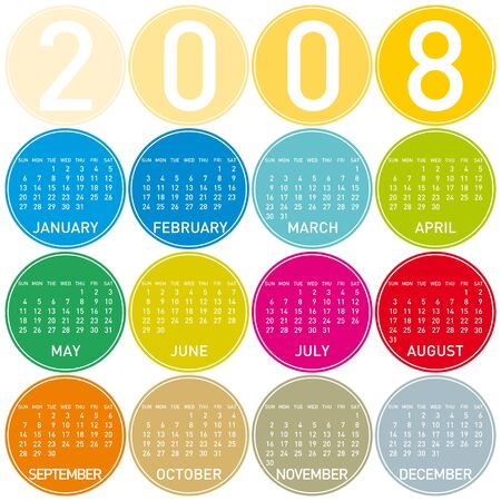 Colorful Calendar for 2008, with a circles design.のイラスト素材