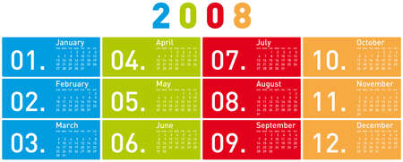 Colorful Calendar for 2008. Horizontal design. のイラスト素材