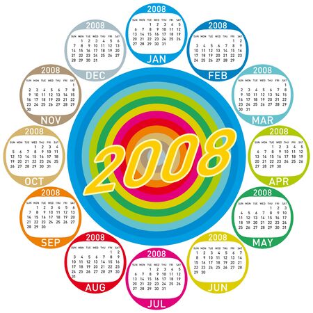 Colorful Calendar for 2008. with a circles design.のイラスト素材
