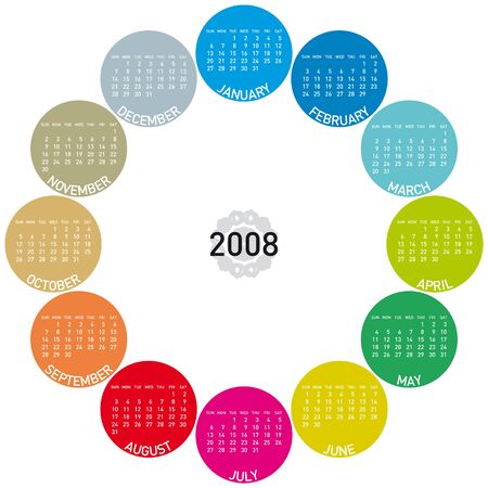 Colorful Calendar for 2008. with a circles design.のイラスト素材