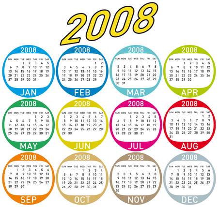 Colorful Calendar for 2008. with a circles design. のイラスト素材