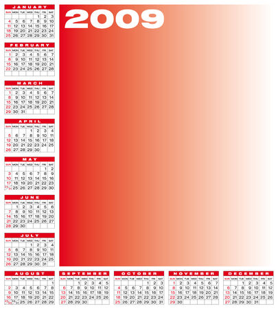 Calendar for 2009. Numbers within a grid. Laid around the space for a picture.のイラスト素材