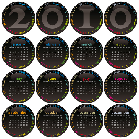 Colorful Calendar for year 2010 in vector format.のイラスト素材