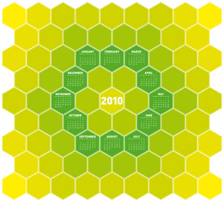 Calendar for year 2010 in an hexagonal pattern (vector format)のイラスト素材