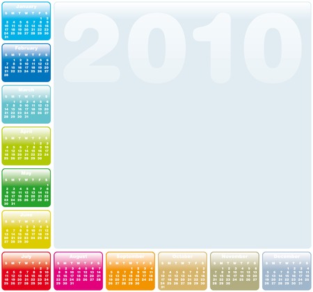 Colorful Calendar for year 2010 in vector formatのイラスト素材