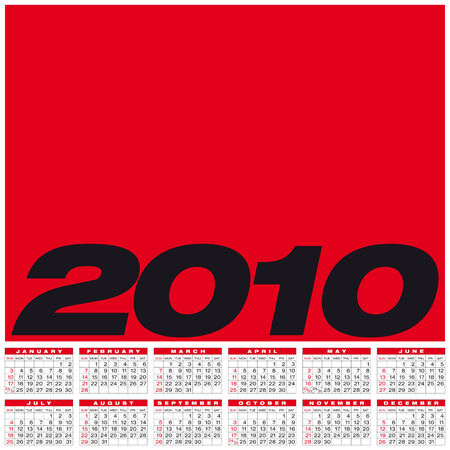 Calendar for year 2010, in vector formatのイラスト素材