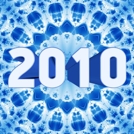 Fractal kaleidoscopic computer generated background for 2010 year