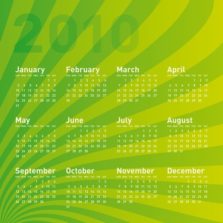Green Calendar for Year 2010のイラスト素材