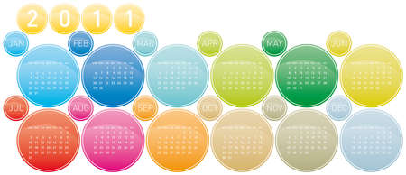 Colorful Calendar for year 2011 in a circles themeのイラスト素材