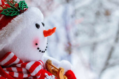 snowman with beautiful colors on snow