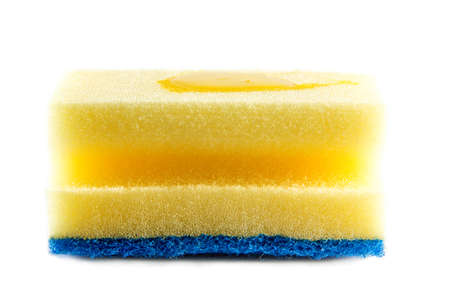 sponge for washing dishes in isolated white backgroundの写真素材