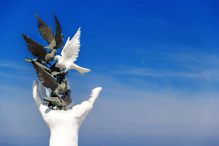 beautiful ancient statue of Kusadasi in summerの写真素材