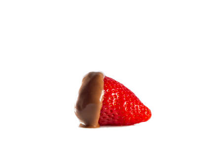 strawberry with chocolate in isolated white backgroundの写真素材
