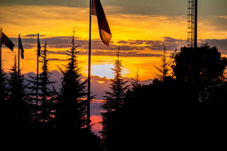 beautiful sunset on Turkish border in summerの写真素材