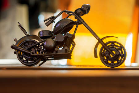 beautiful small motorcycle made from nuts and boltsの写真素材
