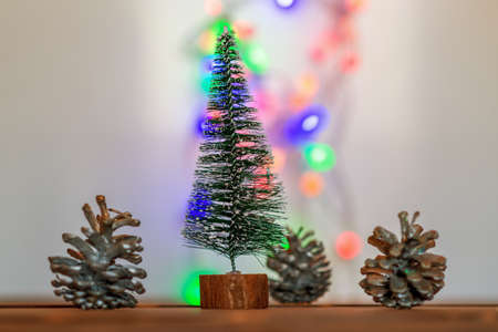 small green toy Christmas treeの写真素材