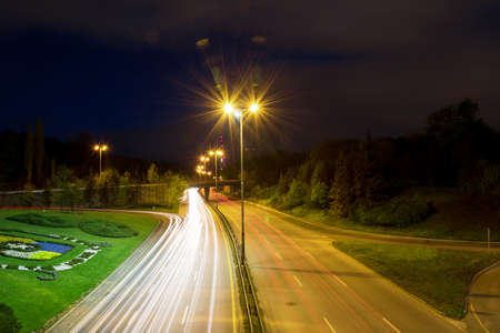 Traffic light on highway in Sofia, Bulgariaの写真素材