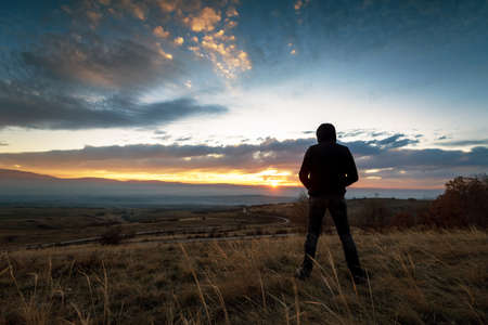 Winner on the mountain top. Sport and active life concept.