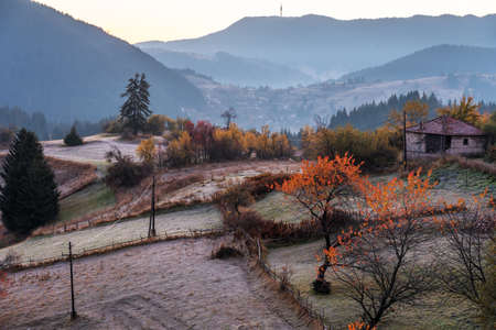 Autumn in the Rhodope Mountains, Bulgaria. Early morning.