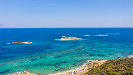 Aerial view in Tigania beach in Greece.の写真素材