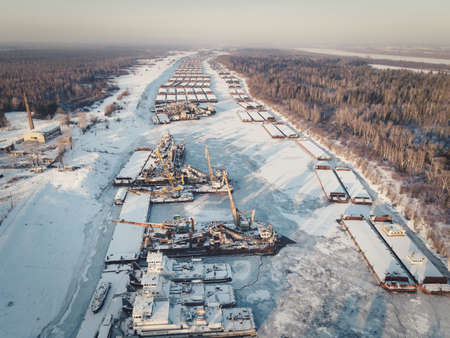Ships fall asleep during winter (Russia, Siberia)のeditorial素材