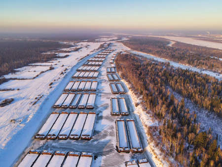Ships fall asleep during winter (Russia, Siberia)のeditorial素材