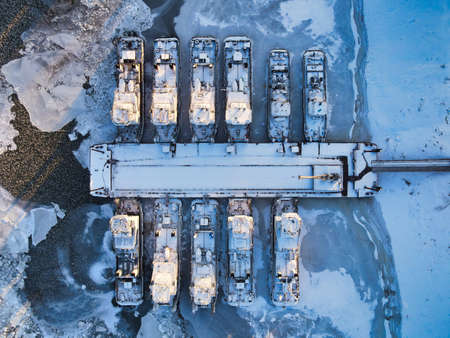 Ships fall asleep during winter (Russia, Siberia)のeditorial素材