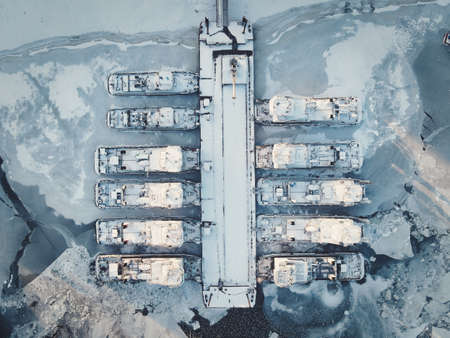 Ships fall asleep during winter (Russia, Siberia)のeditorial素材