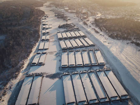 Ships fall asleep during winter (Russia, Siberia)のeditorial素材