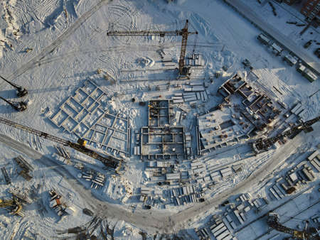 Winter construction of new housesのeditorial素材
