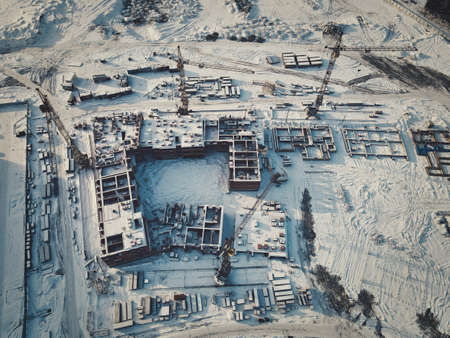 Winter construction of new housesのeditorial素材