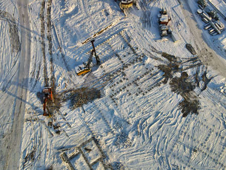 Winter construction of new housesのeditorial素材