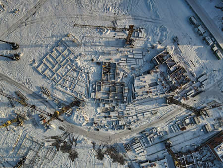 Winter construction of new housesのeditorial素材