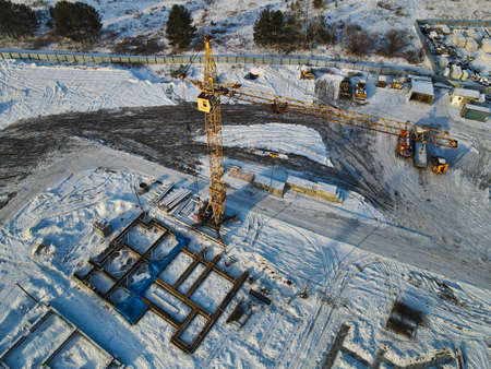 Winter construction of new housesのeditorial素材