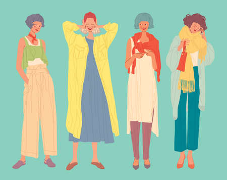Diverse women faces, women different style, vector illustrationのイラスト素材