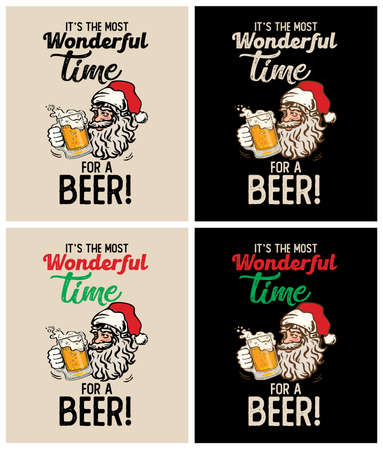 It's the Most Wonderful Time For a Beer, Beer Lovers, Christmas, vector illustrationのイラスト素材