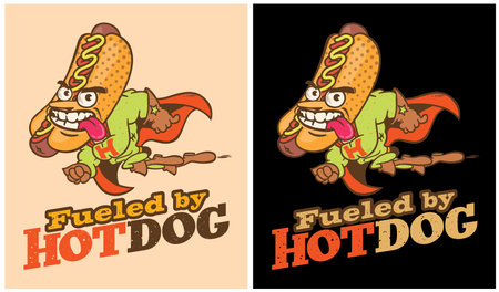 Fueled by Hotdog - Hotdog Lover - Vector Illustrationのイラスト素材