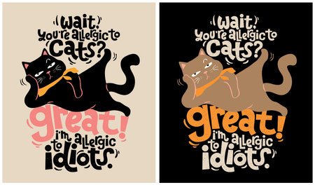 Cat Warning - Cat Lover, Funny Cat, Vector Illustrationのイラスト素材