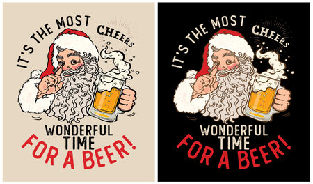 IT'S THE MOST WONDERFUL TIME FOR A BEER! - Christmas Day - Beer Lovers - Vector Illustrationのイラスト素材