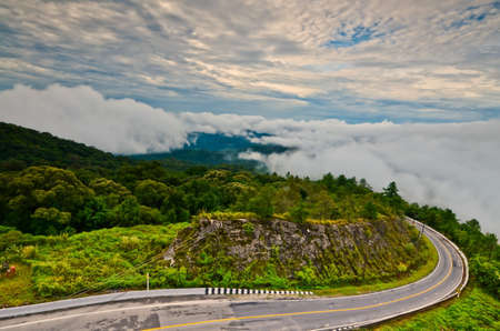 fog mountain in Thailandの写真素材