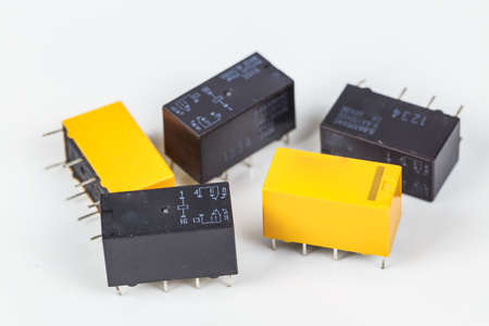 Electric relay, isolated on white background.の写真素材