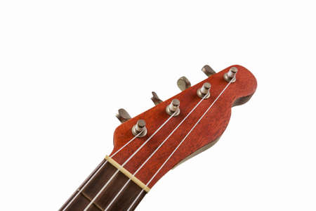 Brown ukulele, Hawaiian guitar, isolated on white background.の写真素材