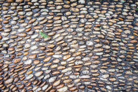 Natural brown pebble stone floor, concept for background texture.の写真素材