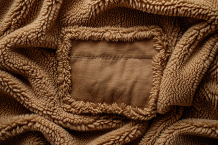 A brown blanket with a small patch of fur on it. The fur is in the shape of a rectangleの素材