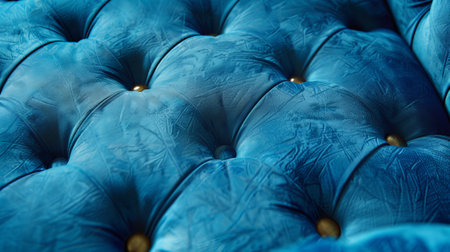 A blue velvet chair with gold buttons. The chair is very comfortable and invitingの素材