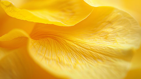 A close up of a yellow flower petal with a lot of detail. The image has a warm and inviting mood, with the bright yellow color of the petal drawing the viewer's attentionの素材