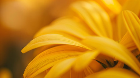 A close up of a yellow flower with a blurry background. The flower is the main focus of the image, and it is a sunflower. The yellow color of the flower and the background creates a warmの素材
