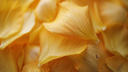 A close up of yellow flower petals. The petals are arranged in a way that they look like they are falling from a flower. The image has a warm and inviting moodの素材